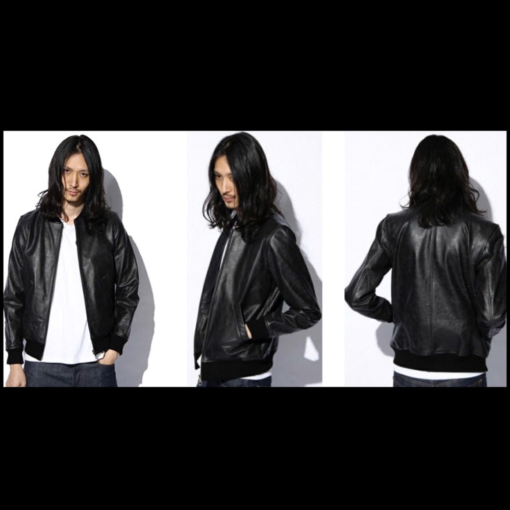 A.P.C. Distressed Leather Bomber Jacket Size S